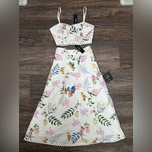 Lulus White Floral Embroidered Two-Piece Midi Dress